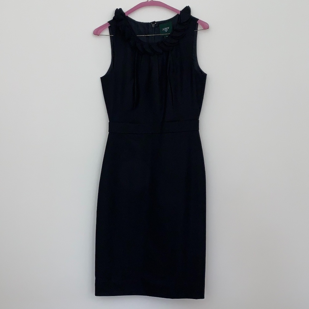 J. Crew - Suiting - Black Sleeveless Dress Sz 0 Flutter Neck Detial
